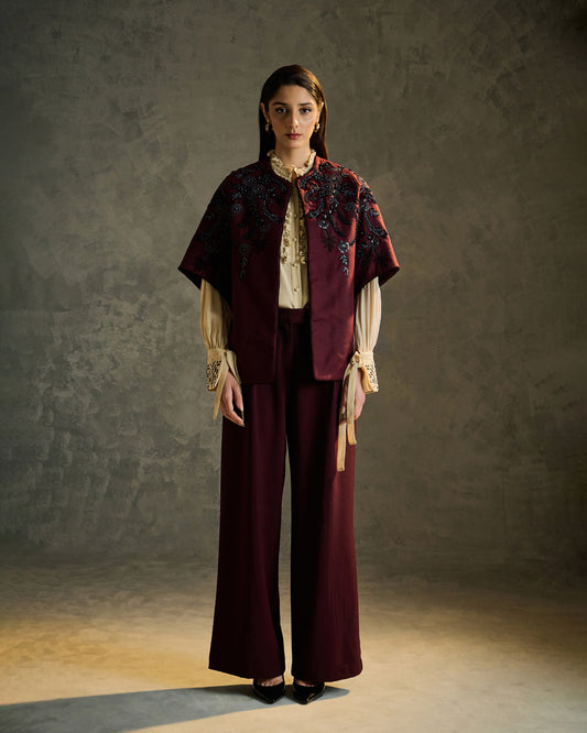 Flora Embroidered Woolen Shrug