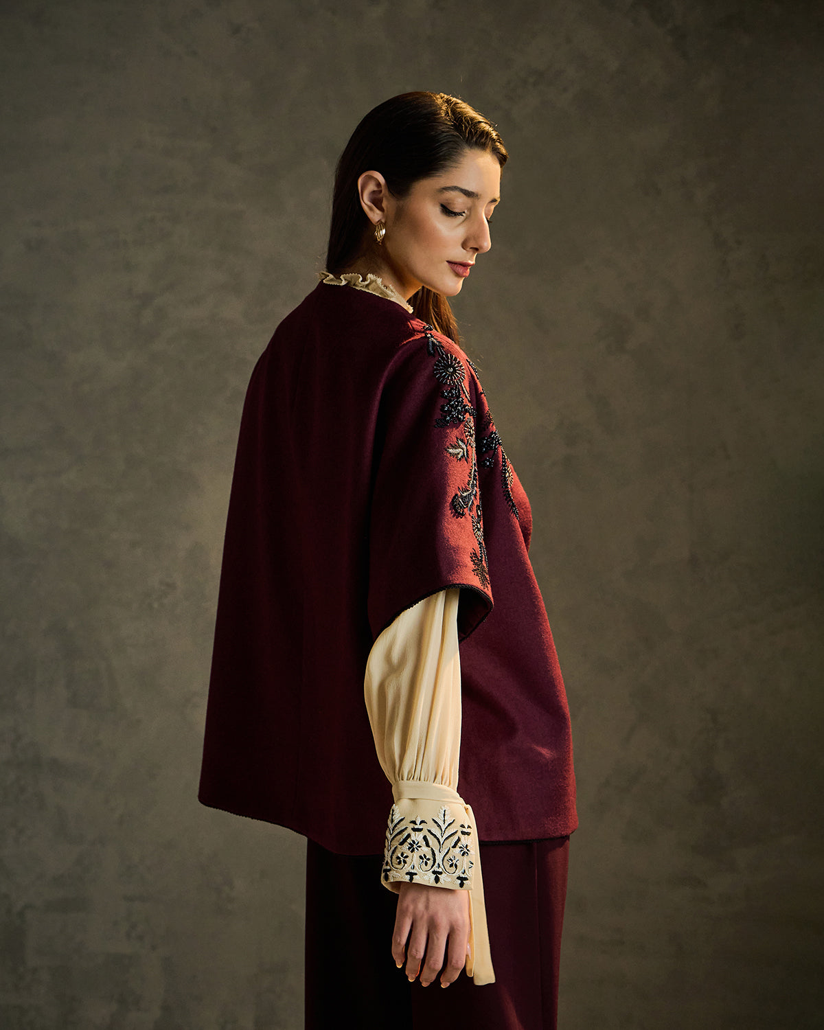 Flora Embroidered Woolen Shrug