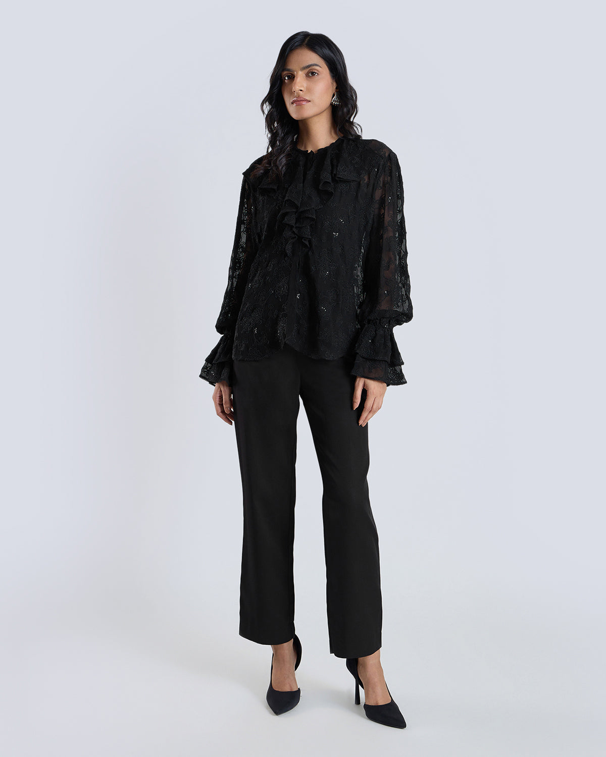 Soleil Black Embroidered Blouse