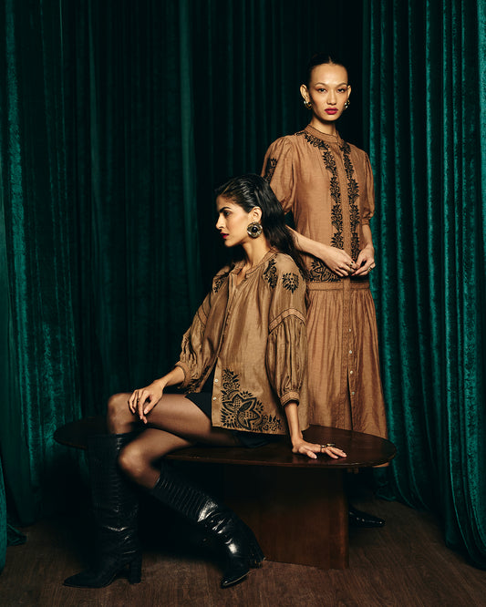 Camilla Brown Embroidered  Blouse