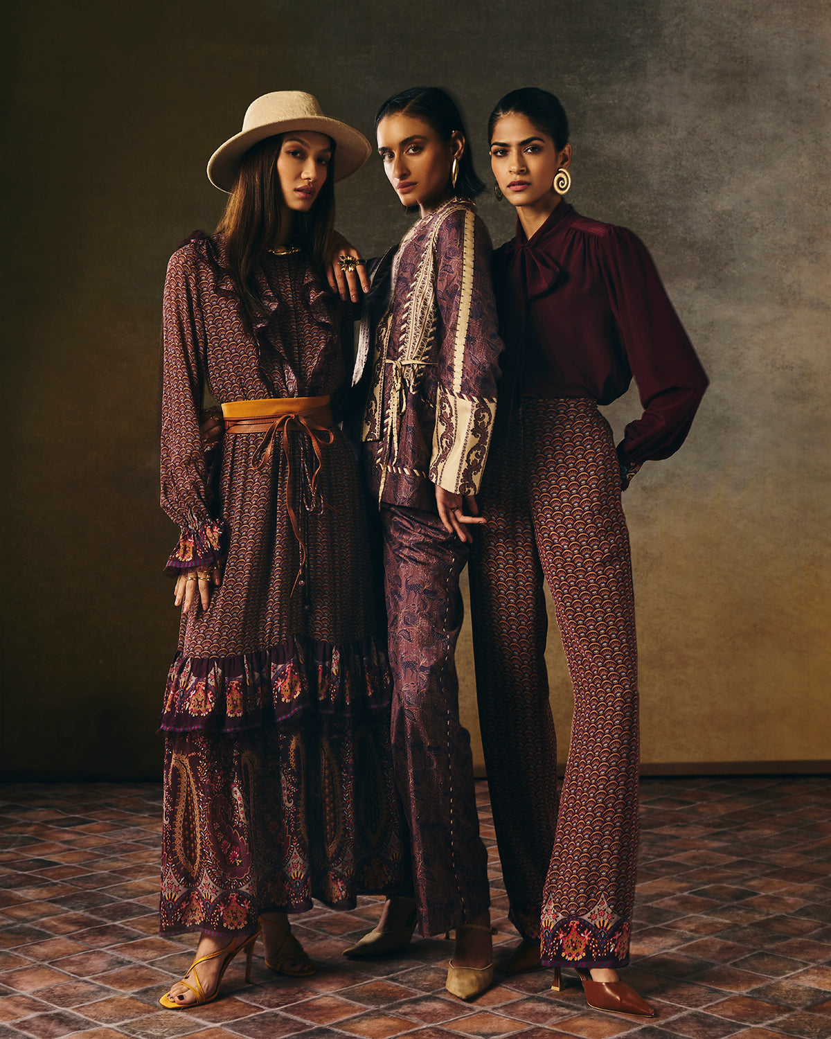 Scarf neck silk blouse