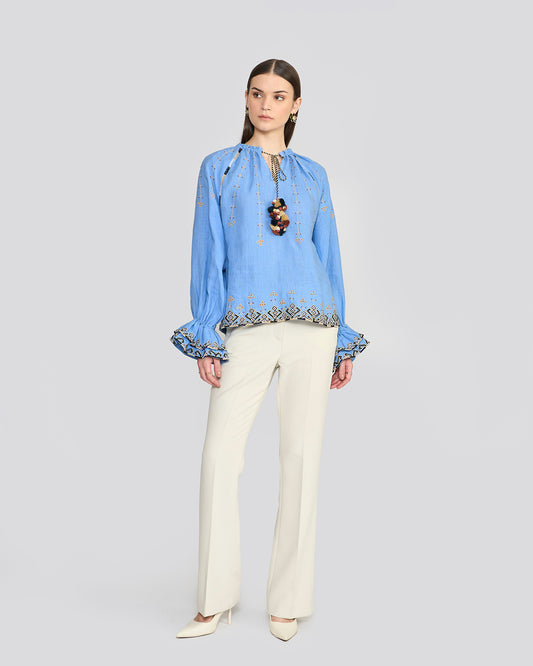Chelsea Cornflower Blue Embroidered Top