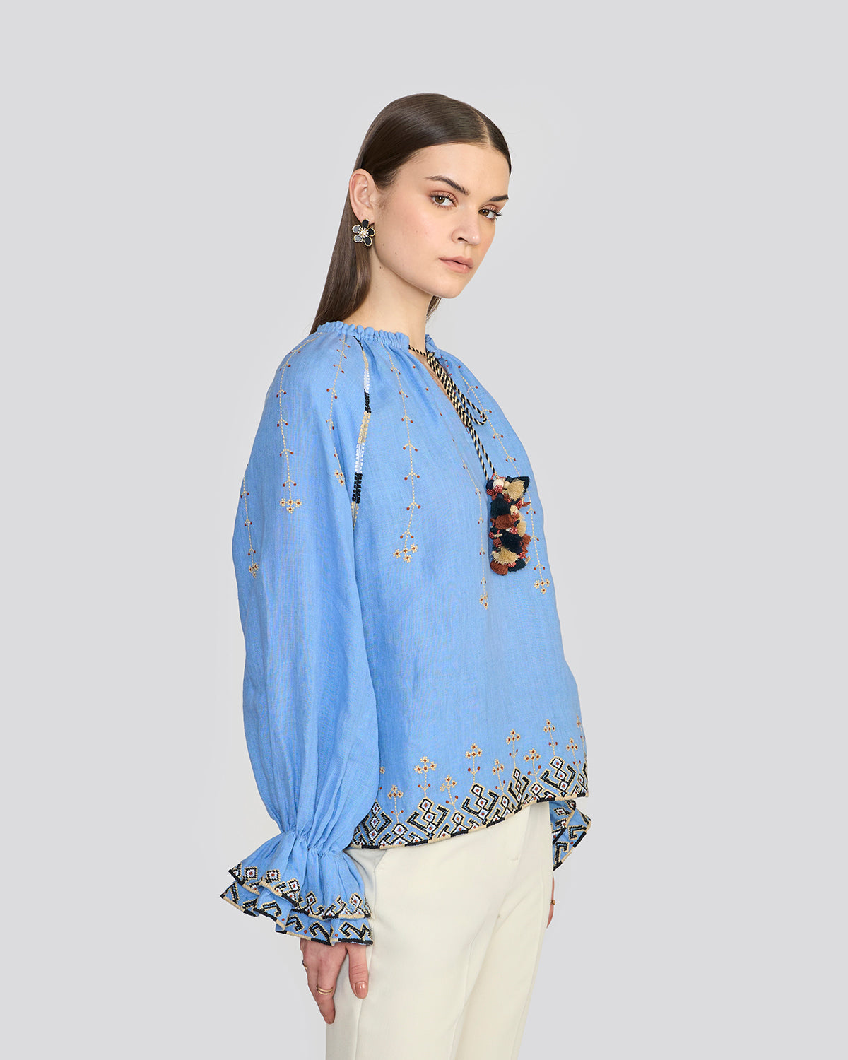 Chelsea Cornflower Blue Embroidered Top
