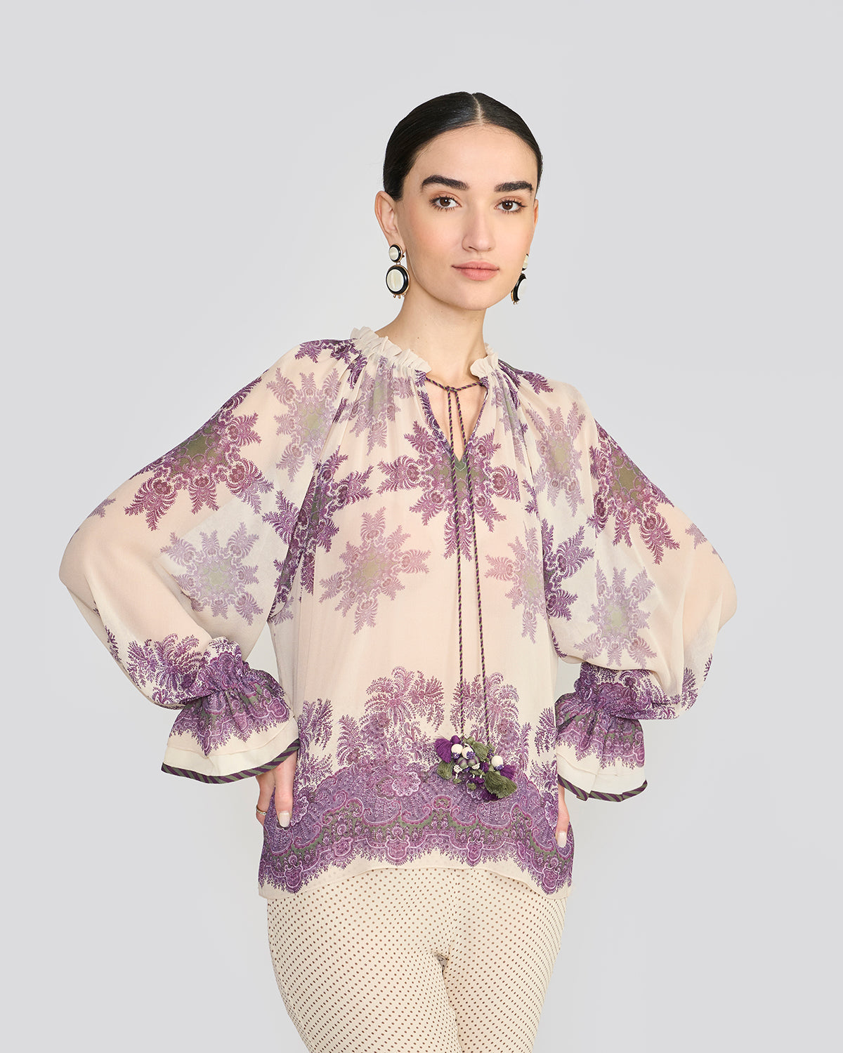 Chelsea Cream Printed Top