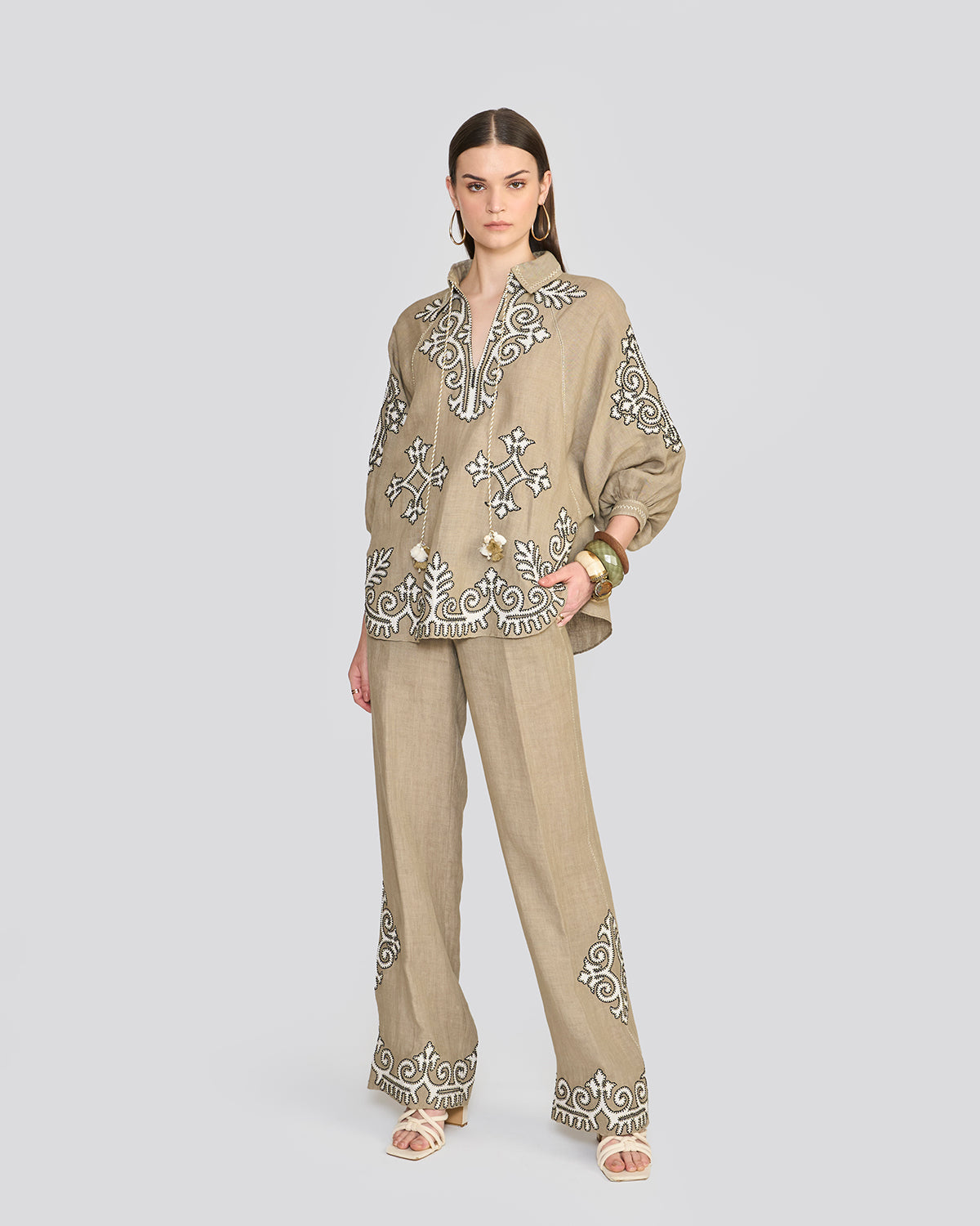 Raya Sage Green Embroidered Top