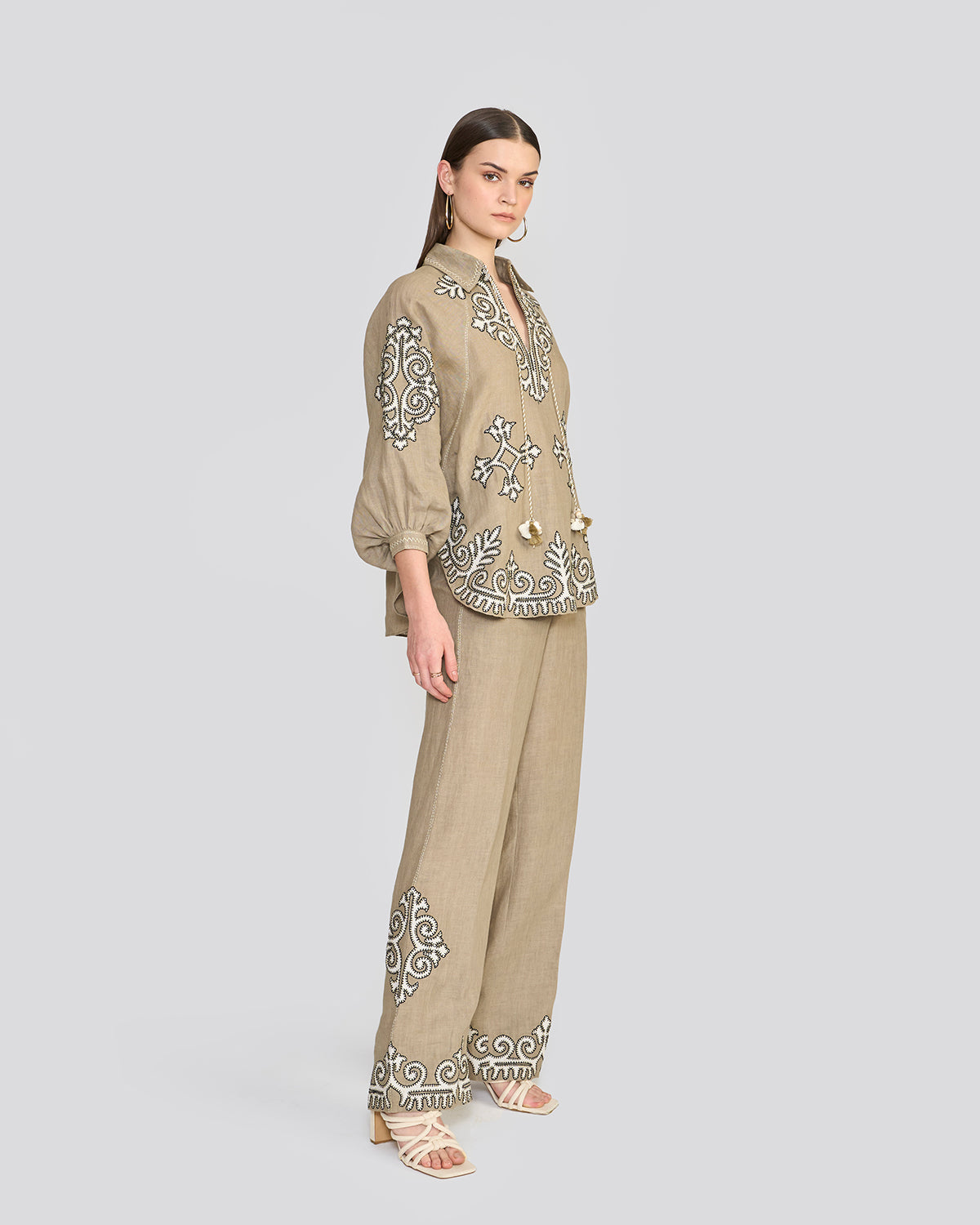 Raya Sage Green Embroidered Top