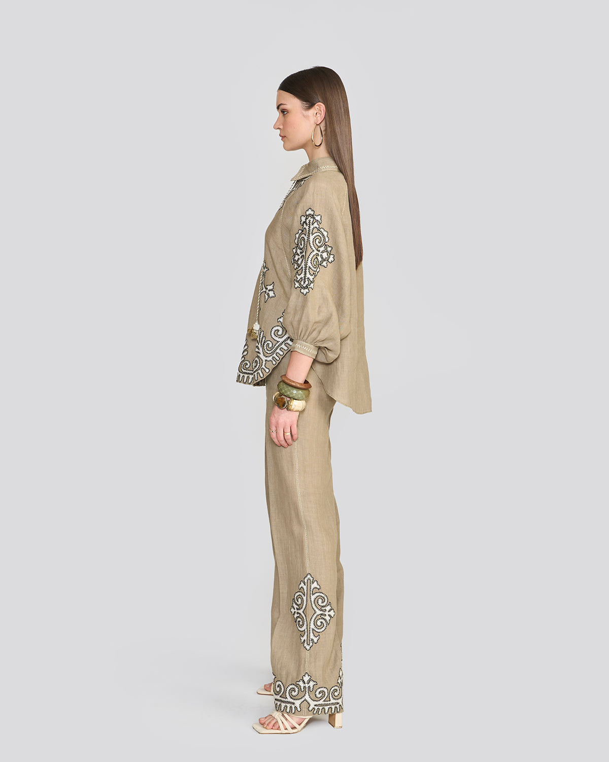 Raya Sage Green Embroidered Top