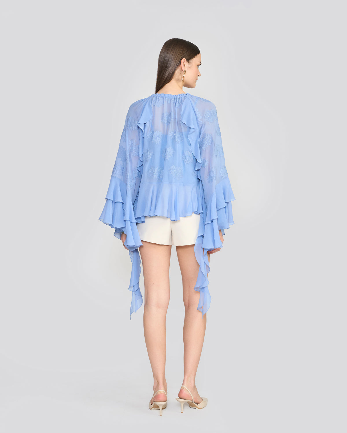 Tanya Cornflower Blue Ruffle Top