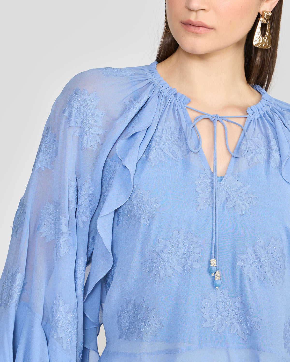 Tanya Cornflower Blue Ruffle Top