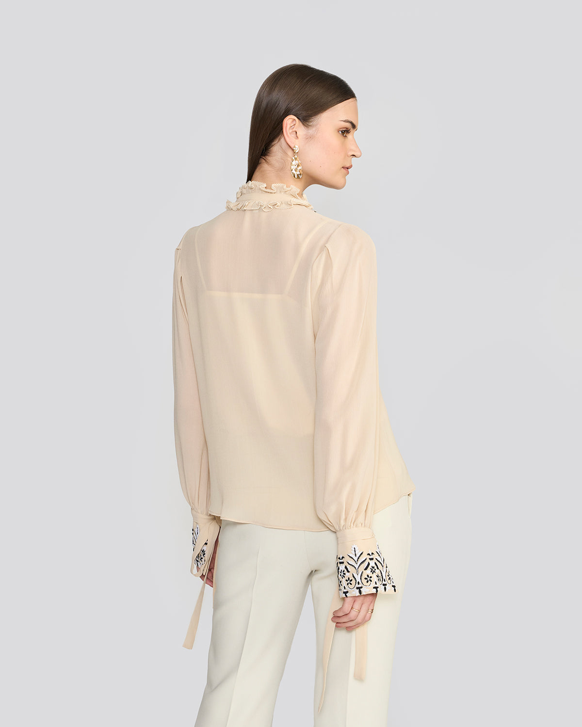 Olivia Ivory Tie-Sleeve Blouse
