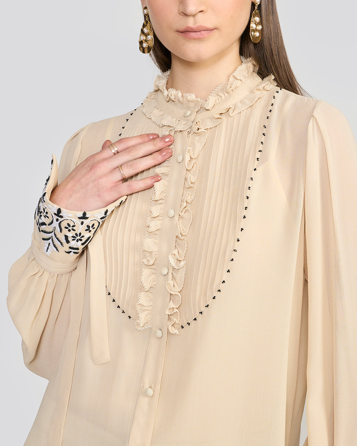 Olivia Ivory Tie-Sleeve Blouse
