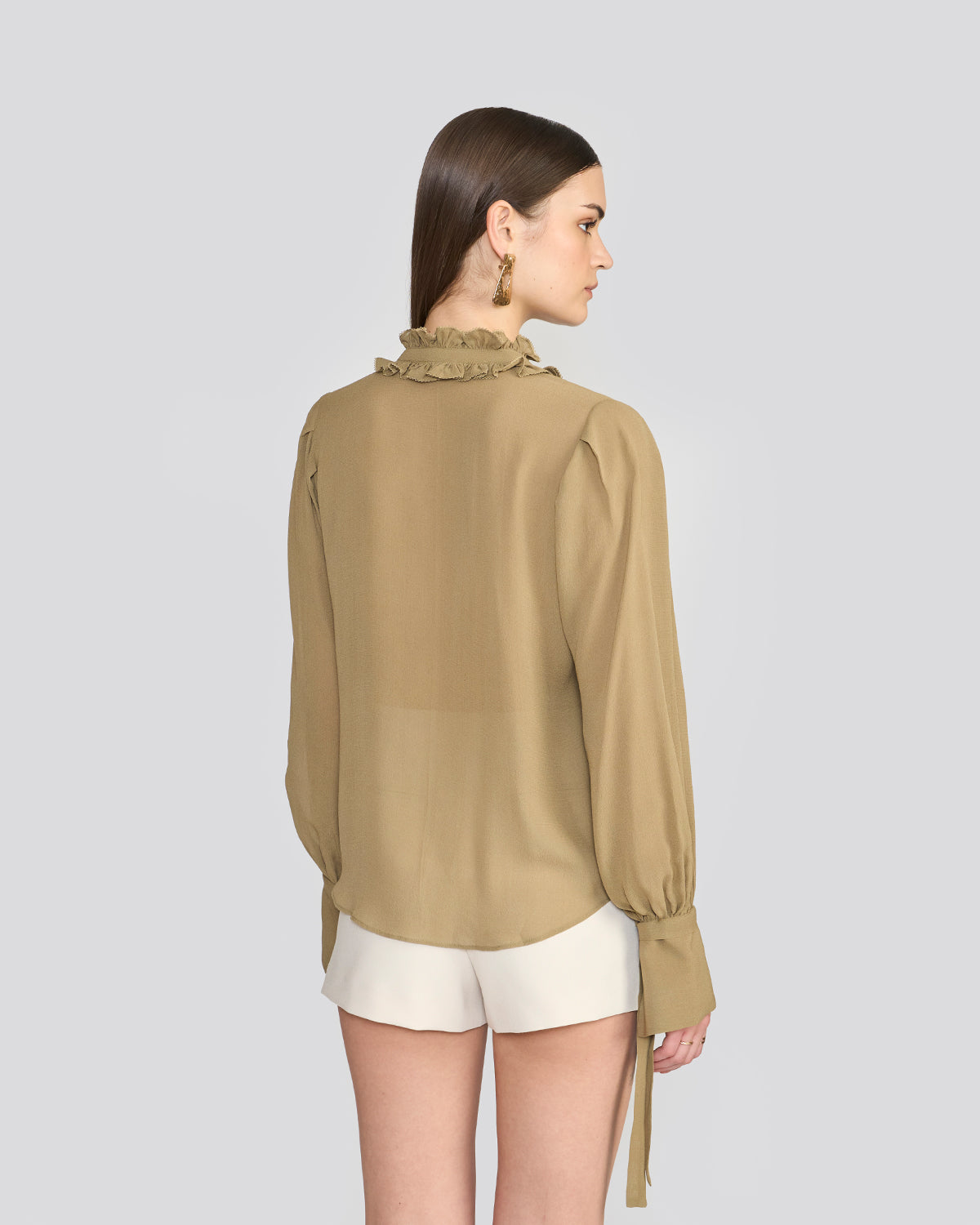Olivia Sage Green Tie-Sleeve Blouse