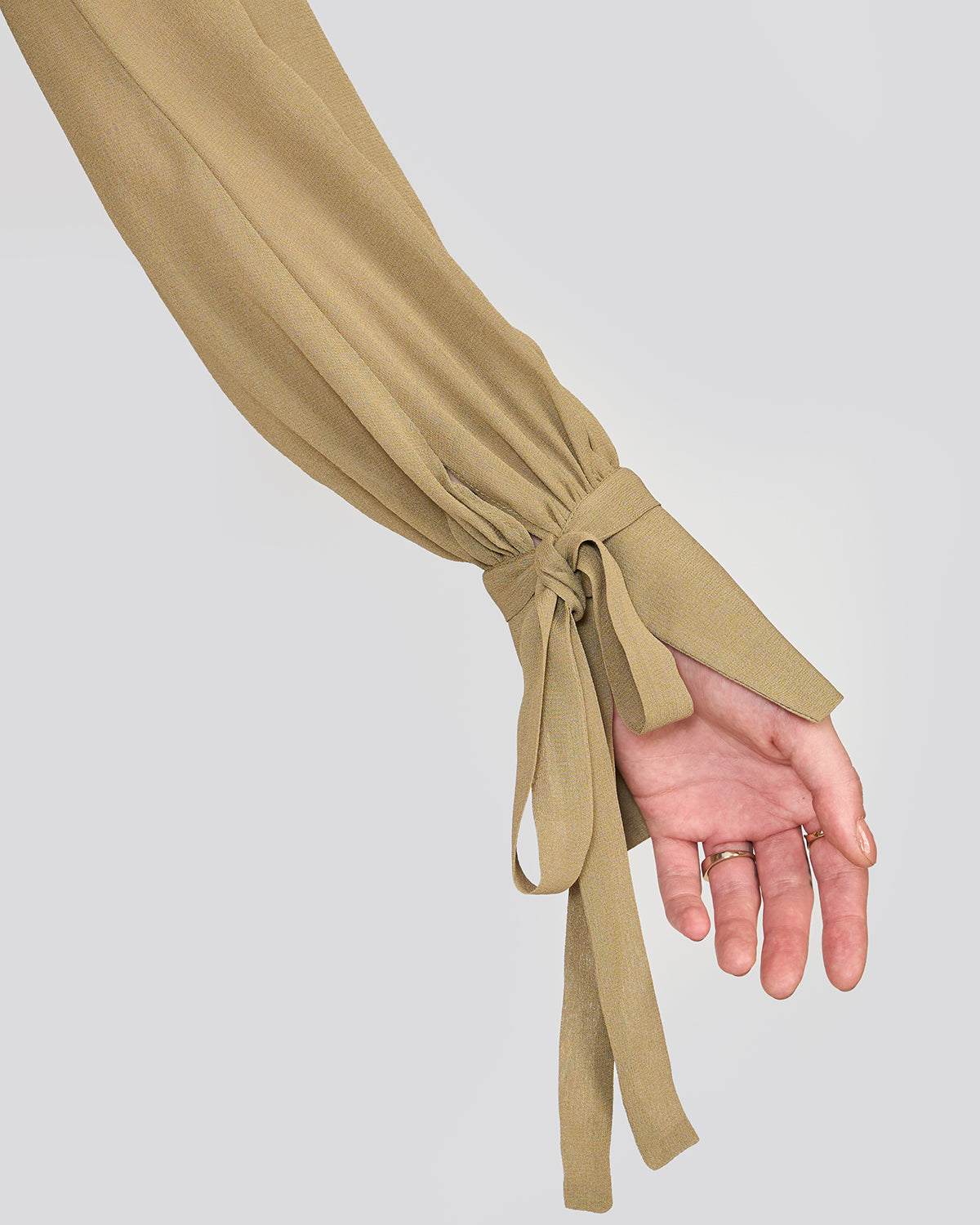 Olivia Sage Green Tie-Sleeve Blouse