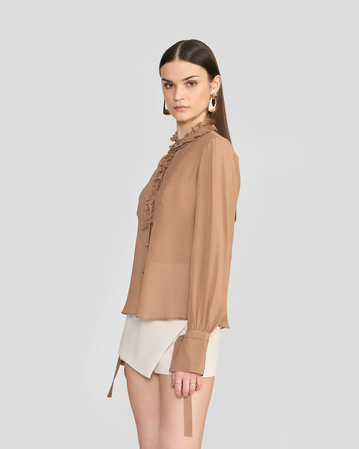 Olivia Safari Tie-Sleeve Blouse