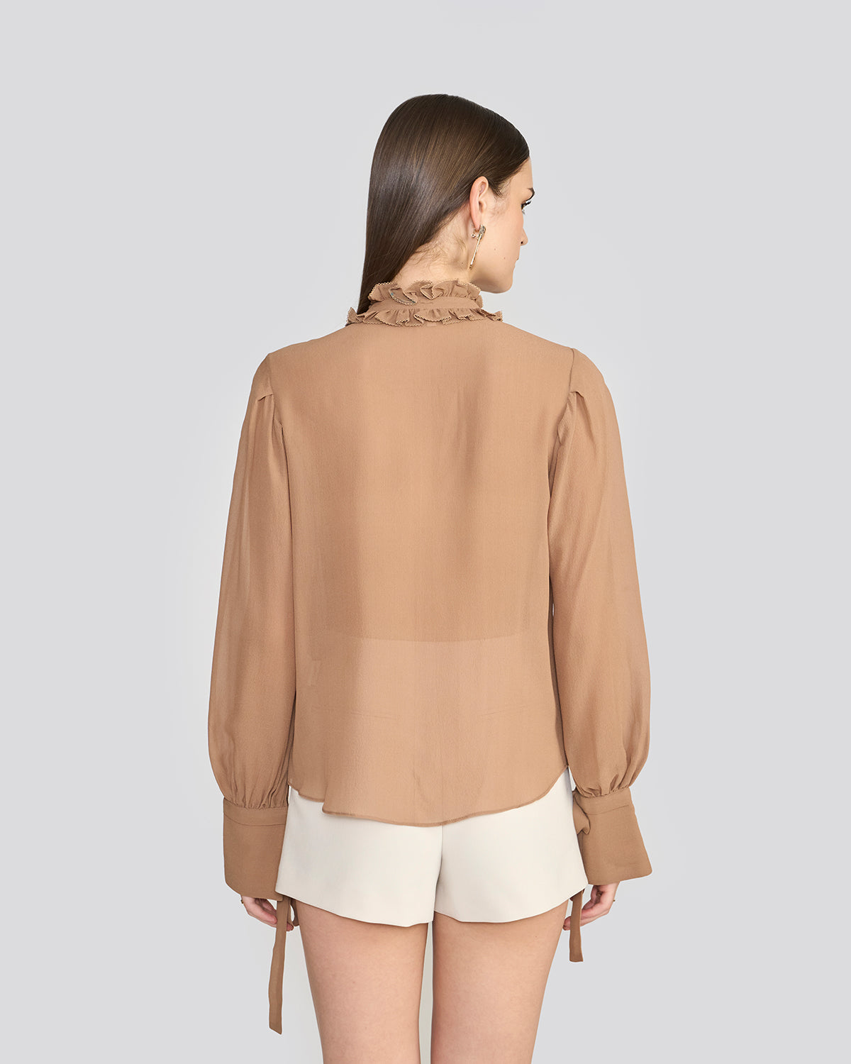 Olivia Safari Tie-Sleeve Blouse