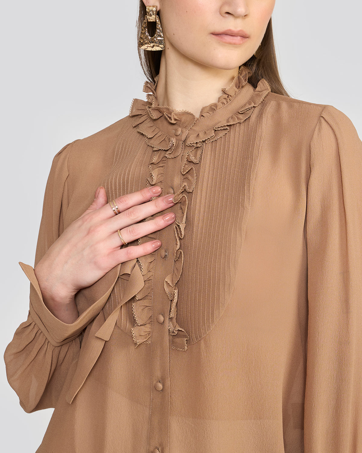 Olivia Safari Tie-Sleeve Blouse
