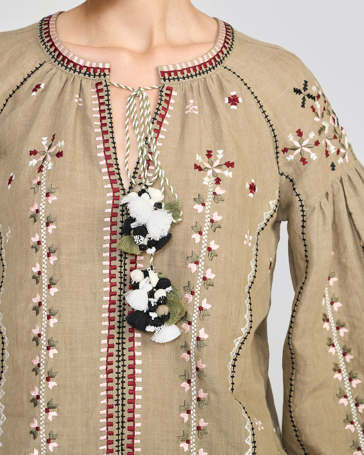 Eloise Sage Green Embroidered Top