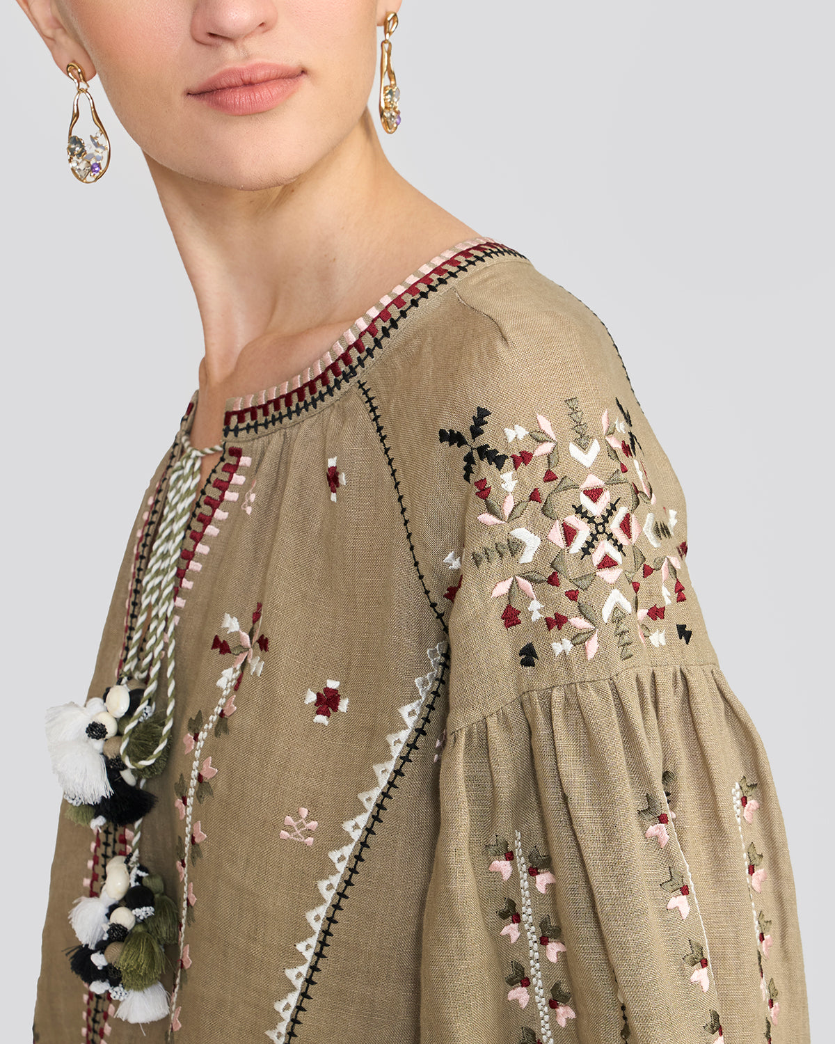 Eloise Sage Green Embroidered Top